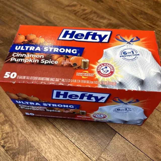 Hefty Ultra Strong Cinnamon Pumpkin Spice Tall Kitchen Trash Bags 13 Gallon 50ct