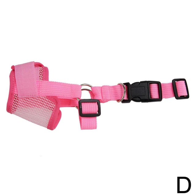 Pink M Adjustable Pet Dog Muzzle Mouth Cover Mesh Mask No Barking Anti Bite C M5