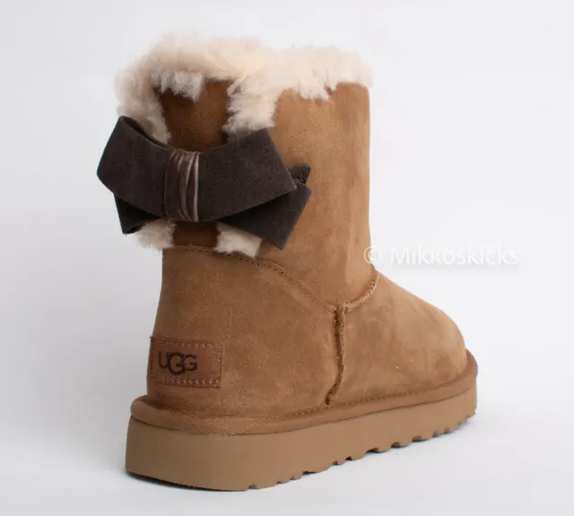 US Size 7 - UGG Women's MINI BAILEY SUEDE BOW in Chestnut