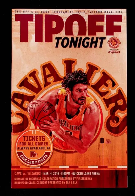 Cleveland Cavaliers Washington Wizards NBA Game Program 2016 Championship Season