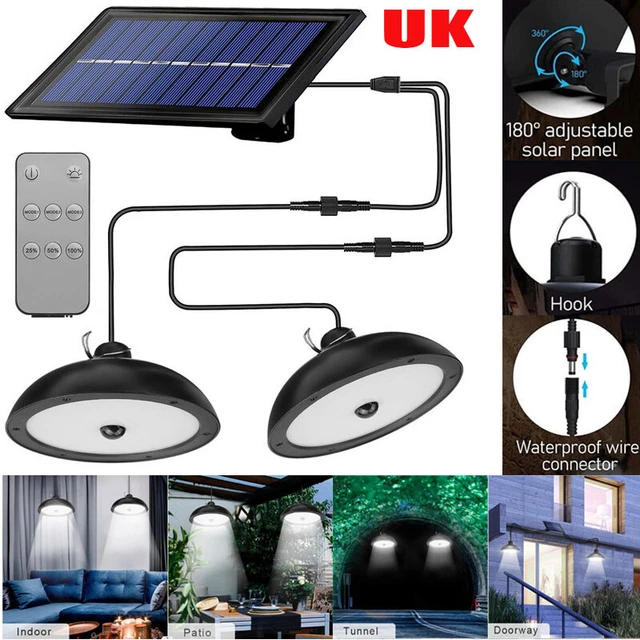 LED Solar Powered Hanging Light Outdoor/Indoor Garden Yard Shed Lamp Pendant
