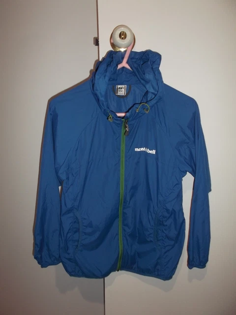 "MONT-BELL" KIDS ZIP WINDBREAKER HOODIE JACKET / TOP - BLUE -SIZE 130 (8 Yrs)