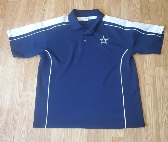 Dallas Cowboys Polo Shirt Mens Adult L Blue White NFL Football