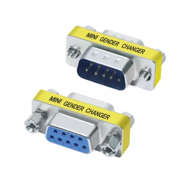 DB9 D-SUB 9-Pin RS232 Serial Male to Male Gender Changer Coupler Adapter