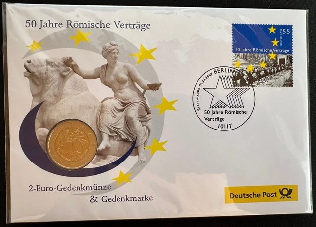 2 Euro 50 Jahre Römische Verträge Wert BUND NUMISBRIEF 50 Jahre Römische Verträge - 2 Euro 2007 Prägestätte D