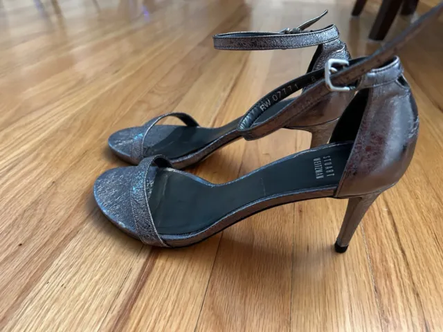 Stuart Weitzman Silver strappy sandals Heels Women's Shoes Size 8.5