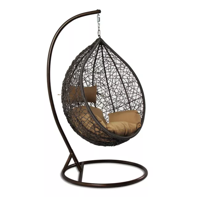 Luxus Premium Rattan Hängesessel Hängekorb Polyrattan Hängestuhl Hängeschaukel 3