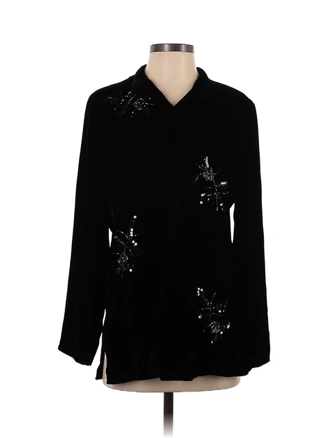 Carole Little Women Black Silk Cardigan S