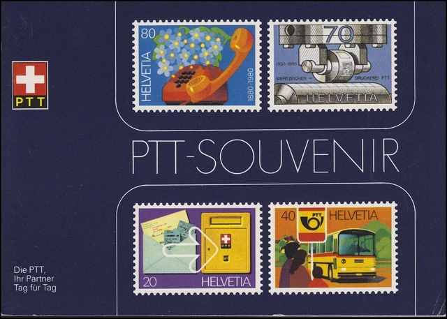 Schweiz PTT-Souvenir 3a Die PTT, Ihr Partner Tag für Tag, Text deutsch, **