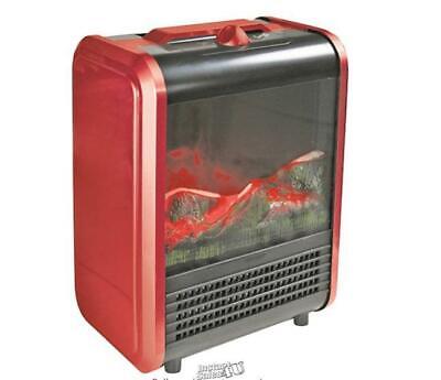 Howard Berger Corded Electric CZFP1 Metal Mini Fireplace Heater Red 3 heat level 2