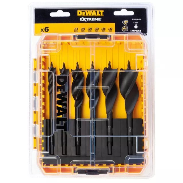 Dewalt DT90238 Tri Flute Impact Ready Auger Bit 6 Piece Set 150mm - Tough case