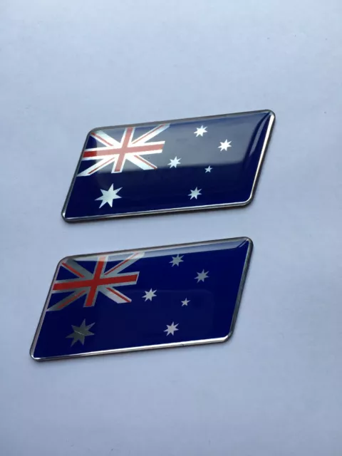 2x Australia Flag Aluminum Car Truck Emblem Badge Decal 3X6.5cm