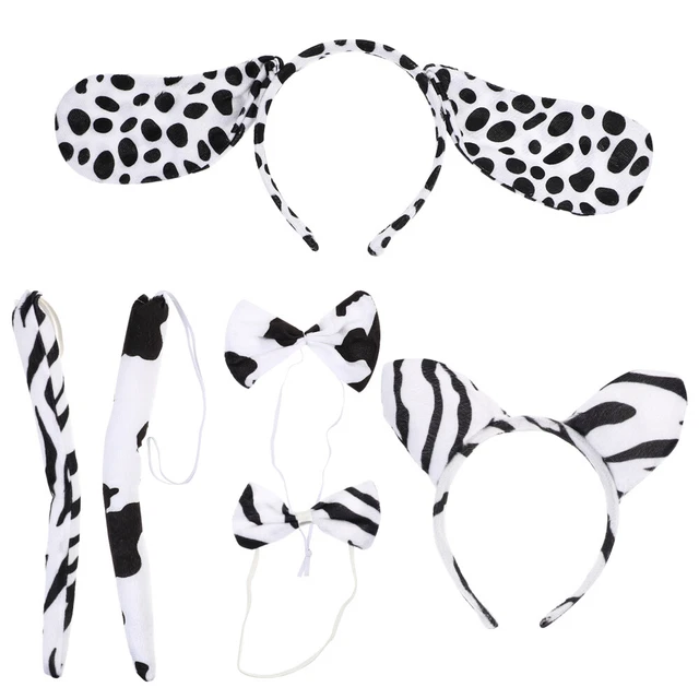 2 Set Fascia Frontale Animale Tre Parti Poliestere Con Tubi Animale Coda Mucca