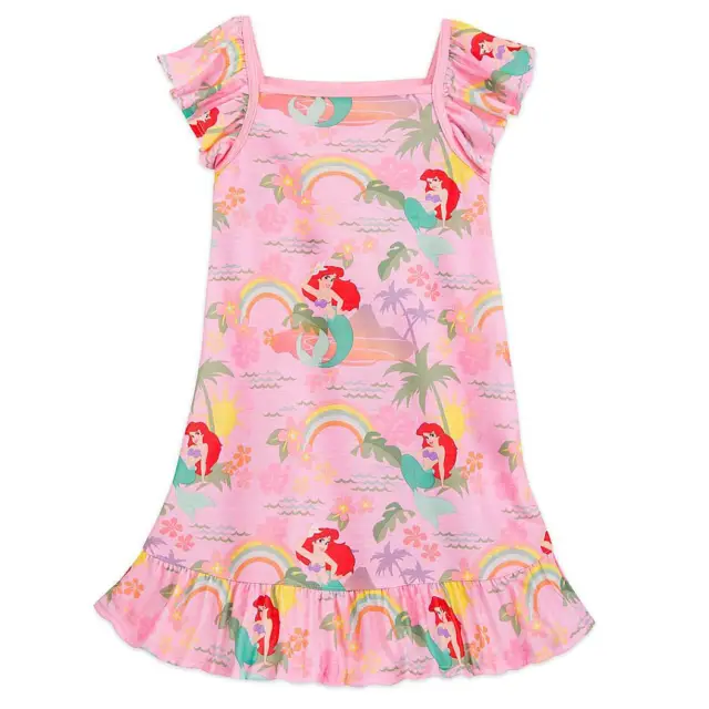 NWT Disney Store Ariel Nightshirt Little Mermaid Pjs Pajamas Gown Rainbow