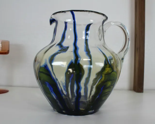 Kralik (Bambus/Seaweed Pattern) Art Deco Glass Jug