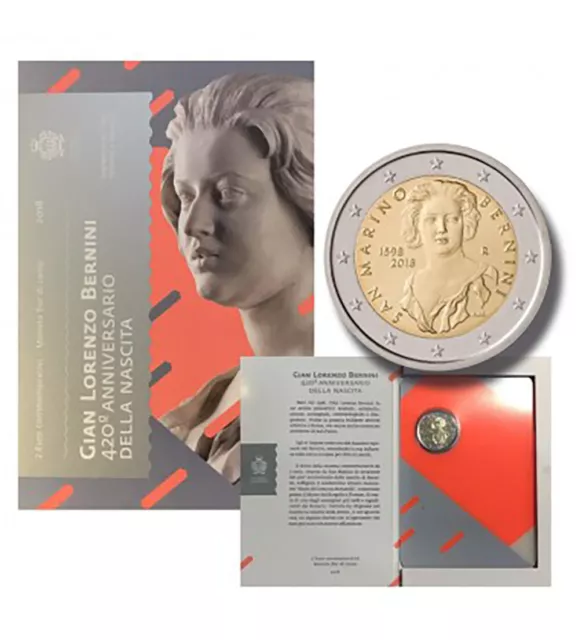 2018 San Marino 420 Anniversary Birth Of Bernini 2 Euro Commemorative Coin