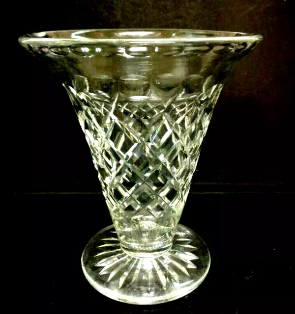 Tall Beautifully Cut Crystal Vintage Signed ENGLAND  1930s Vase 7 Inch Pattern