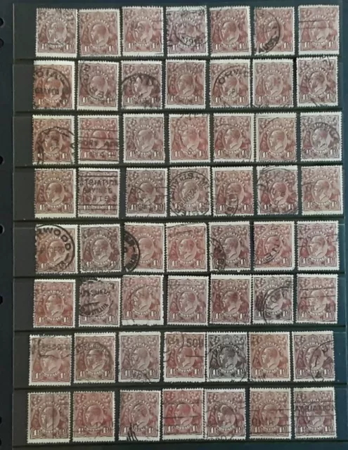 Stamps Australia 1.5d Brown KGV Heads x  56 SC wm Good/Fine Used Free Post