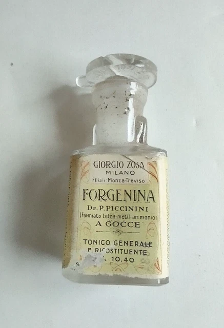 boccietta Vetro Forgenina a Gocce Tonico Generale Zoja Milano bottiglietta