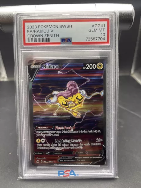 PSA 10 Gem Mint 2023 Pokemon Crown Zenith Raikou V Full Art #GG41