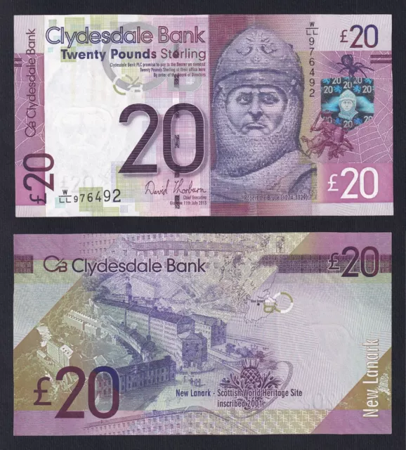 Ecosse Clydesdale Bank 20 Pounds 2013 P 229Kb Sup / Au A-02