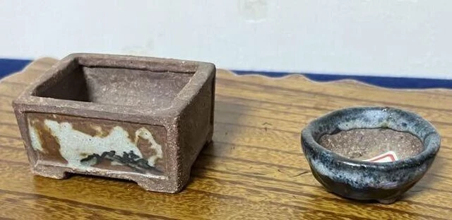 Japanese bonsai pot MACHINAO IMAOKA & Bunzan signed glazed pictured MAME w2.6"