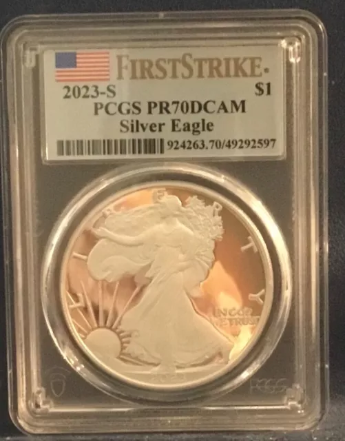 2023-S Proof $1 American Silver Eagle PCGS PR70DCAM FS Flag Label