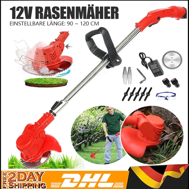 Akku Gartengerät Akku Rasentrimmer 18V Mit 2 Akkus 4.0Ah - 3 In 1 Freischneider Mit Unkrautbürste & Abnehmbarer Stange Unkraut Entferner Gerät