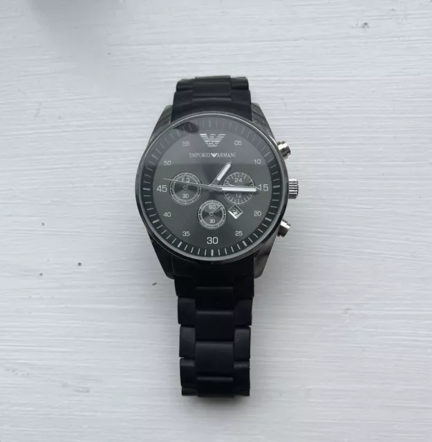 PRE OWNED EMPORIO ARMANI Men s Chronograph Watch. Silver. Black dial. AR 6890. 80.00 PicClick UK