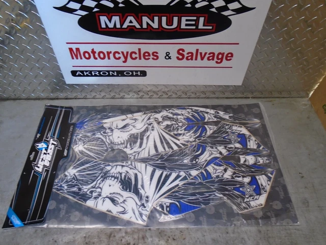 Yamaha Raptor 350 all model Demon Series Complete Graphic Kit No Fender Blue #18