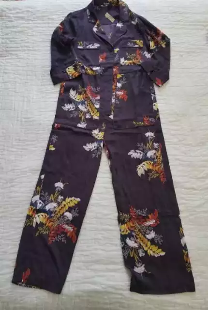NEW WOMEN'S XXS Xs Xl Madewell Satin Pajama Jumpsuit In Blooming Oasis  $160.00 - PicClick