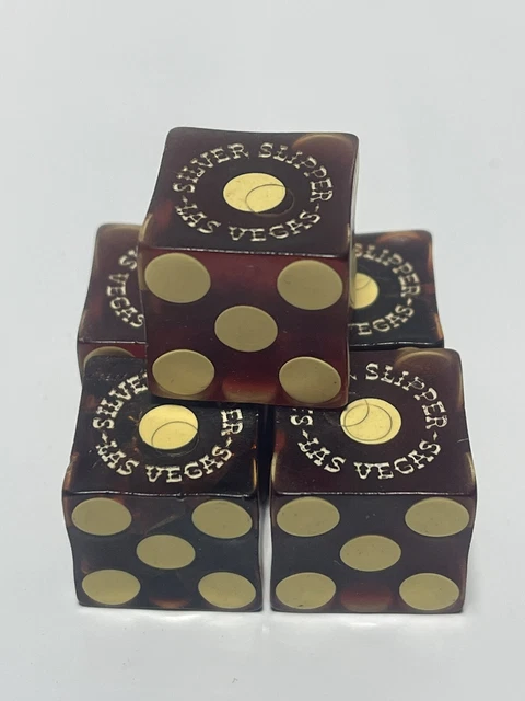 Vintage Las Vegas Dice. Lot Of 5. Silver Slipper.