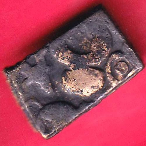 Ancient India Vidarbha Taurine Symbol Punch Marked Copper Coin #Z34