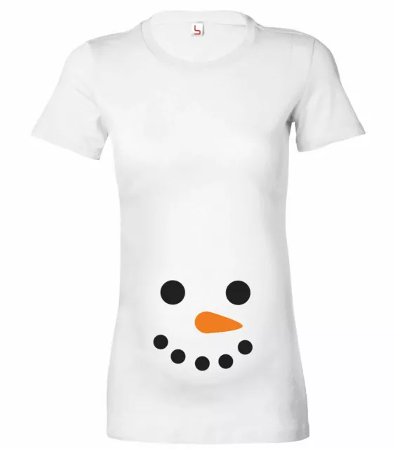 Womens Snowman Baby Bump Christmas Maternity T Shirt Xmas Pregnancy T-Shirt Gift