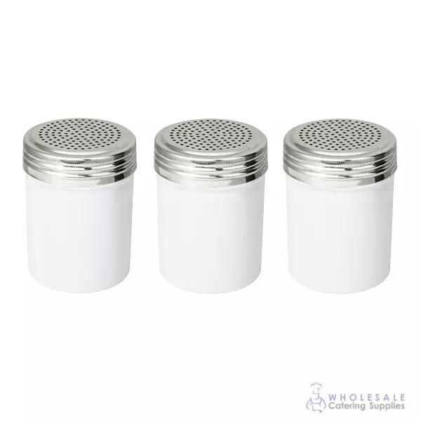 3x Salt Dredge 285mL White Colour Coded Seasoning Shaker Sugar Spice Pepper