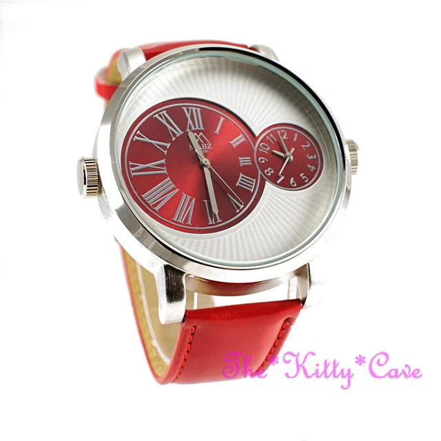 Montre MAB Double Temps - Boîtier Argenté, Bracelet Cuir Marron, Affichage Double Fuseau Horaire