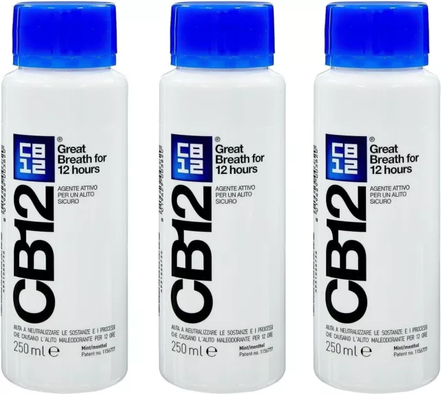 CB12 Mouth Wash Bad Breath Mint Menthol 250ml (pack of 3)