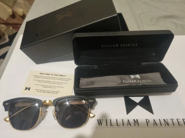 William Painter The Empire Gold Titanium Sunglass Black Lens Polarized Designer