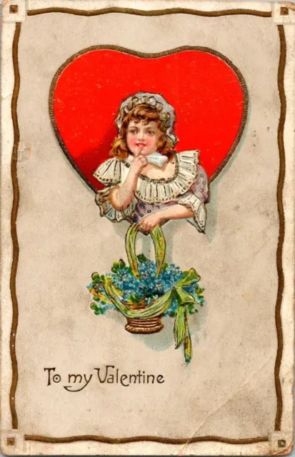 vintage postcard - To my Valentine - embossed early 1900s unposted