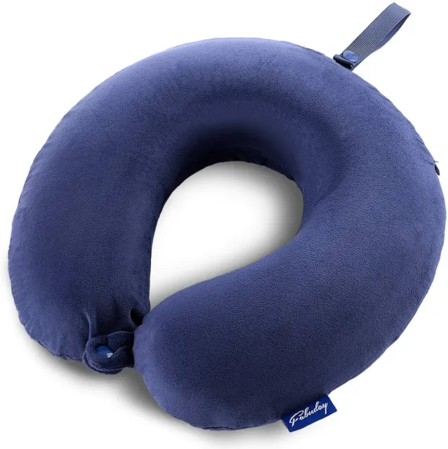 Blue Travel Neck Support Pillow Memory Foam Airplane Pillow for Traveling Car