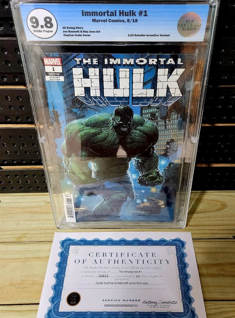(Rare 9.8)The Immortal Hulk #1 1:25 Retailer Incentive Var Clayton Crain