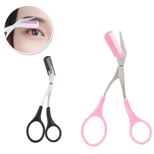 Women Stainless Steel Eyebrow Shaping Cut Scissors Comb Hair Remover Beauty T Sg