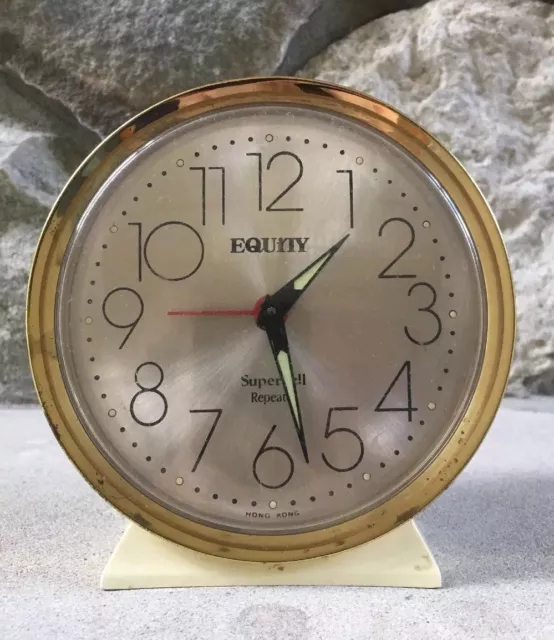 Vintage Equity Superbell Wind Up Alarm Clock in a Metal Case.