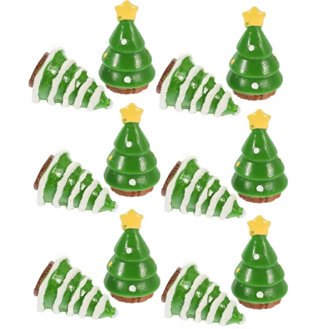 12 Pcs Desktop Ornament Christmas Resin Figurine Bonsai Tree Trinkets