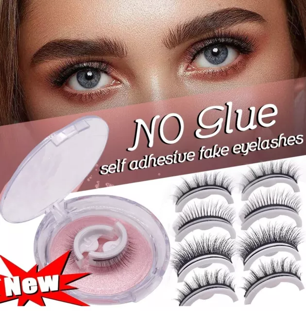 Reusable Self Adhesive Eyelashes Natural 3D Mink Glue-Free False Eyelashes USA