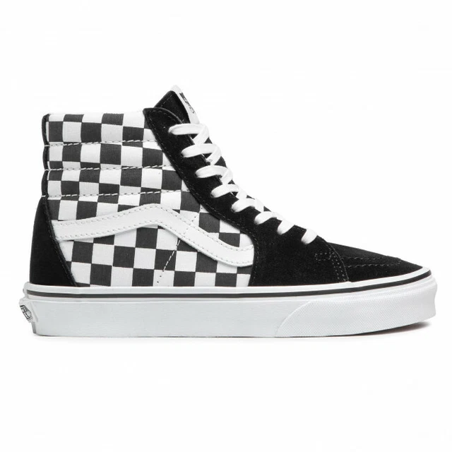 Scarpe donna ragazzi Vans SK8-Hi scacchi nero bianco  skate Checkerboard