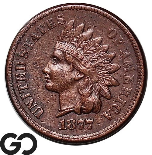 1877 Indian Head Cent Penny, Hard To Find This Nice, Choice AU++ RARE Key Date!