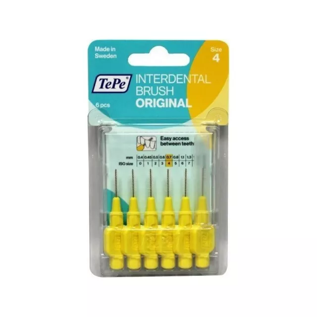 TEPE interdental brush 0,7 mm 1 pack of 6 (yellow)