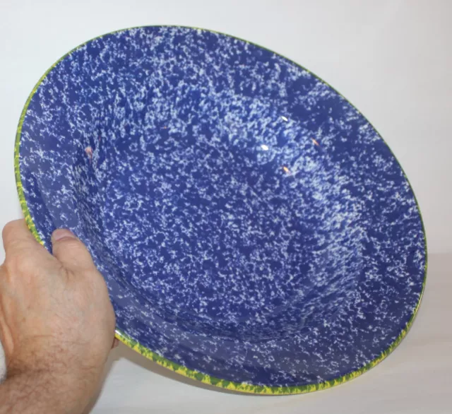 Big Blue Pasta Bowl "Over and Back" Italy 13" Diameter X 3-1/2" Tall Bowl