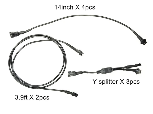 3.9ft N 14In Wiring Extension Y Split For Motorcycle Underbody Color Shift LED